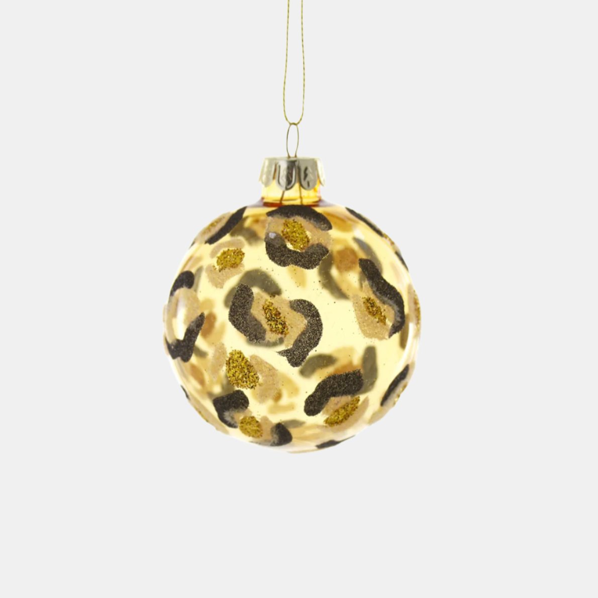 Transparent Glittered Leopard Ball Ornament