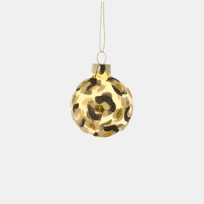 Small Glittered Cheetah Ball Ornament
