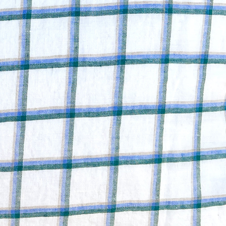 Linen Standard Pillowcase in Beige Green Checks
