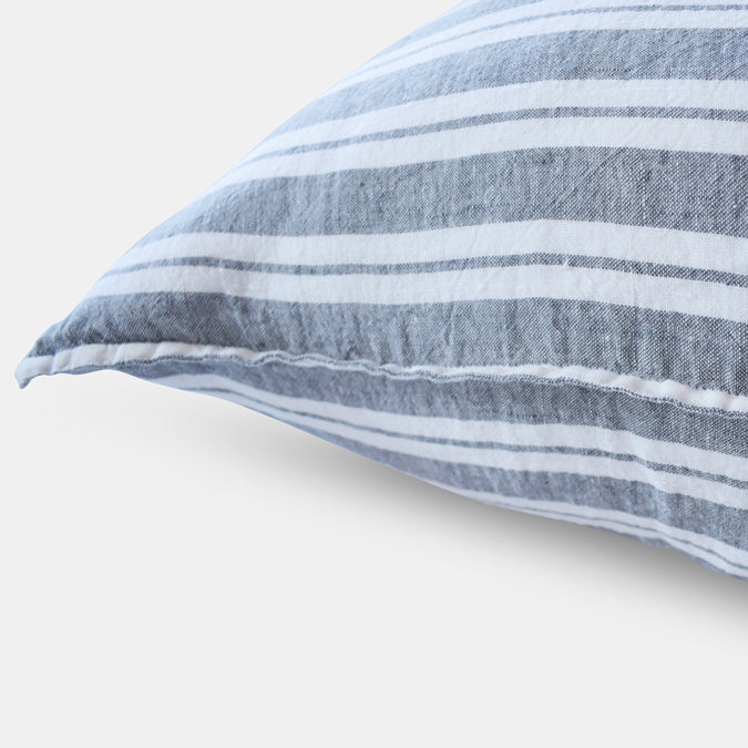 Linen Euro Pillowcase, large grey stripes