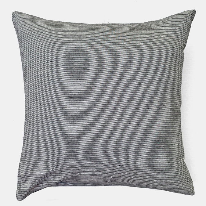 Linen Euro Pillowcase in Dark with White Stripes