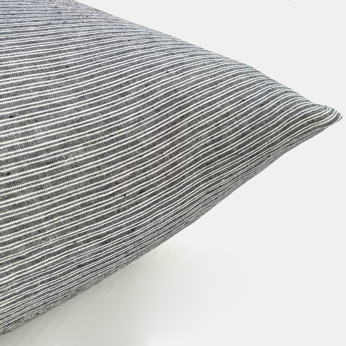 Linen Euro Pillowcase in Dark with White Stripes