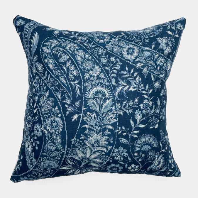 Indigo Paisley Pillow, square