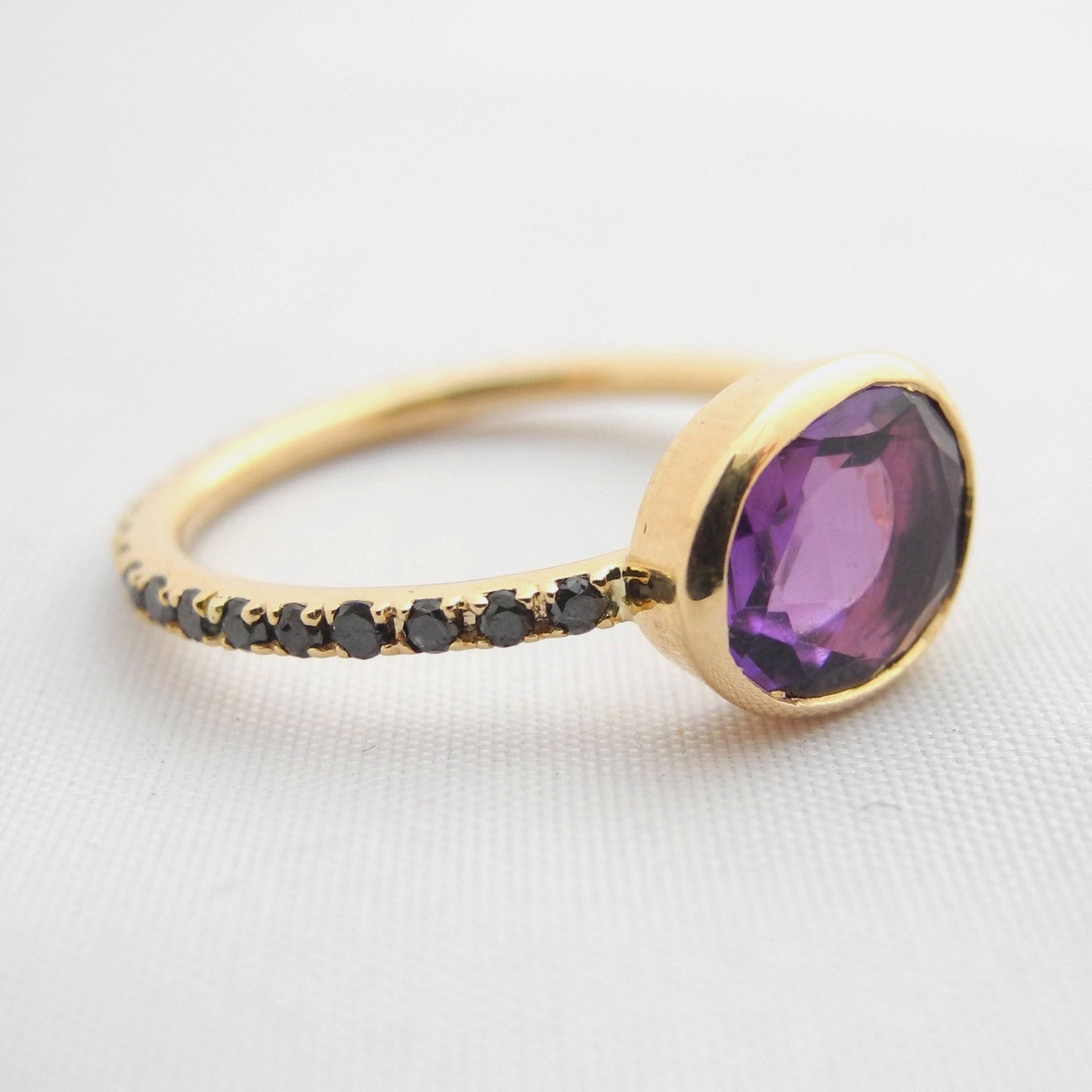 Amethyst Ring with Black Diamonds, Ring, Liz Phillips, Collyer's Mansion - Collyer's Mansion