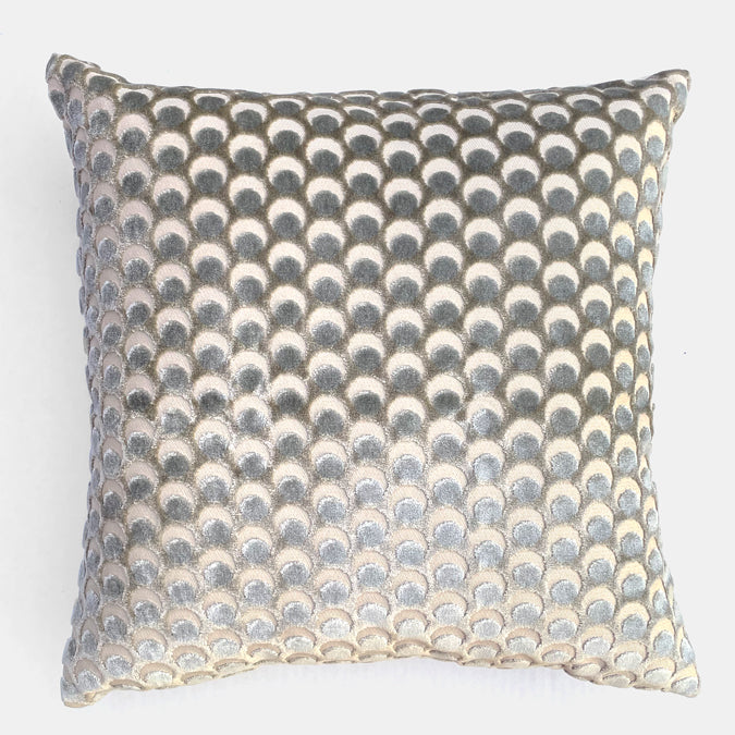 Ottoman Spot Pewter Velvet Pillow, square