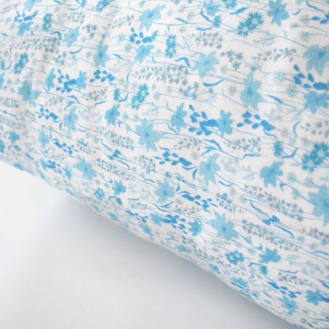 Linen Euro Pillowcase, blue flower