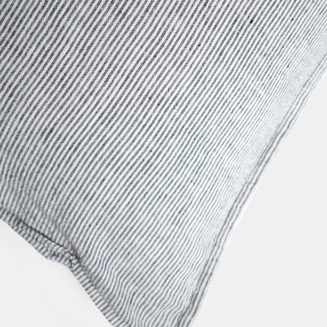 Linen Euro Pillowcase, black stripe