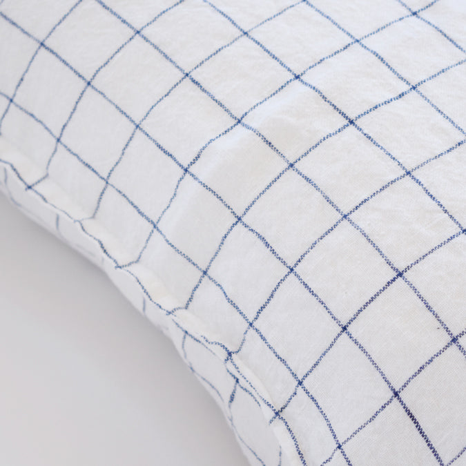 Linen Standard Pillowcase in Navy Check