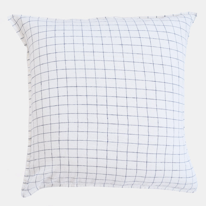 Linen Euro Pillowcase in Navy Check