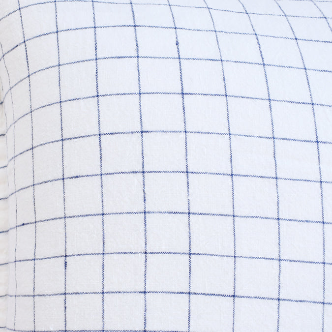 Linen Euro Pillowcase in Navy Check