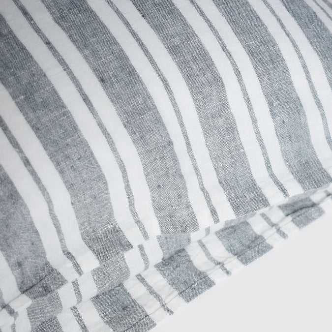 Linen Standard Pillowcase, large grey stripes