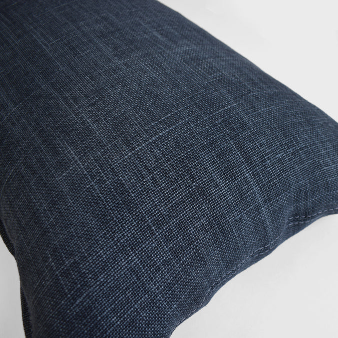 Farrow Indigo Belgian Linen Lumbar Pillow