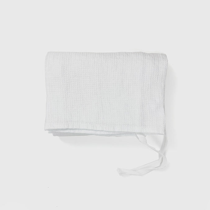 Linen Waffle Towel in White