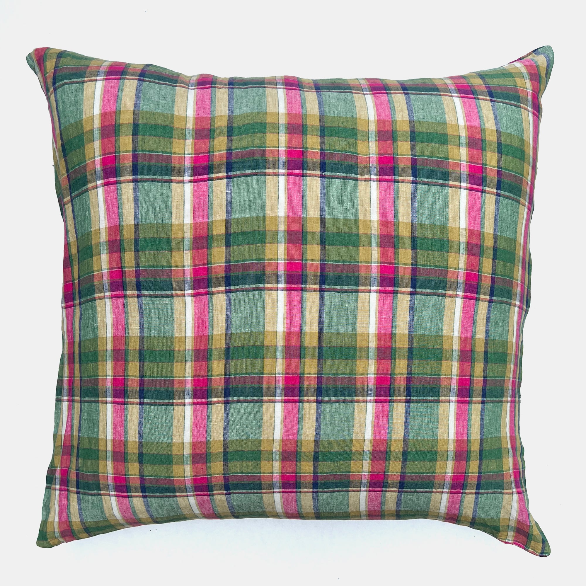 Linen Euro Pillowcase in Green Madras