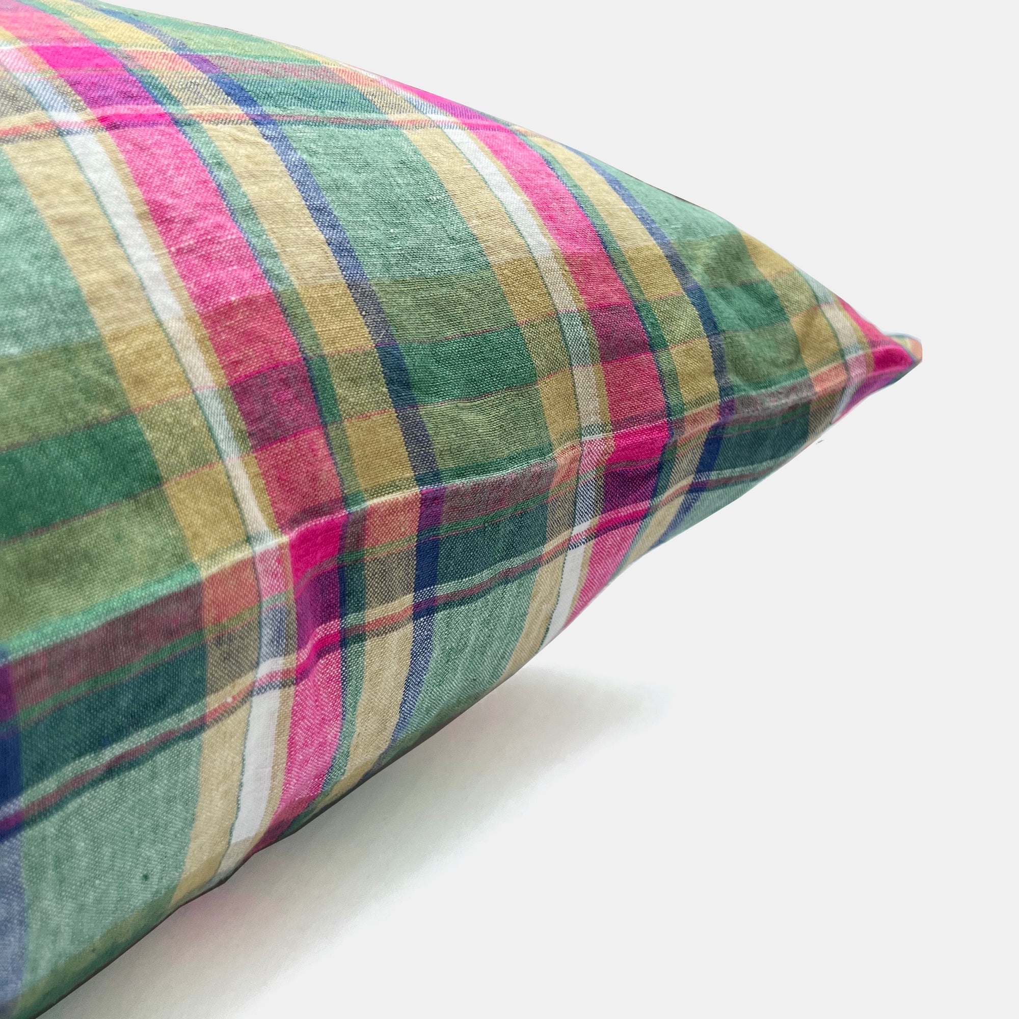 Linen Euro Pillowcase, green madras