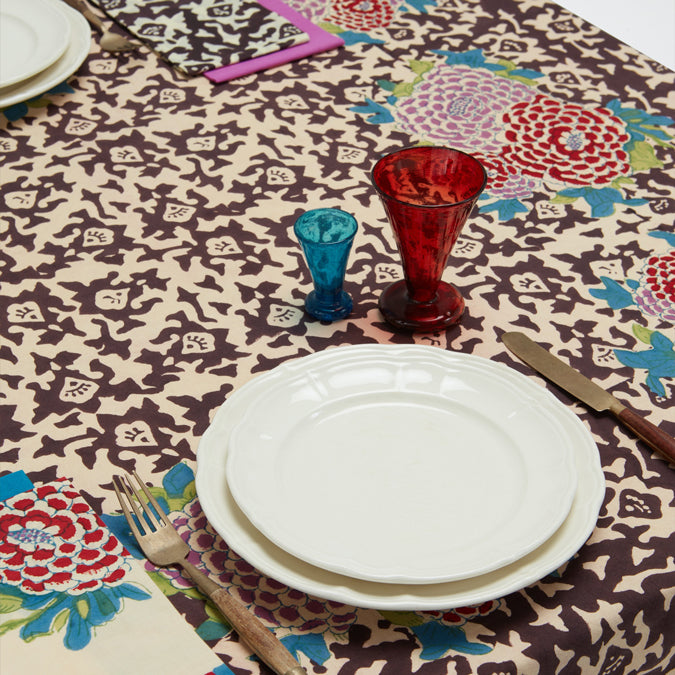 Arabesque Coffee Cotton Tablecloth