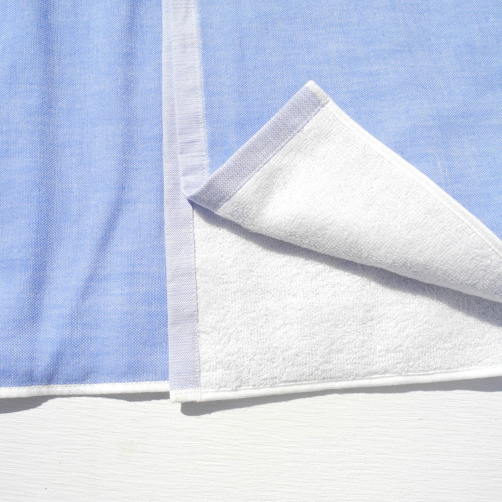 Two Tone Bath Towel in Blue Chambray