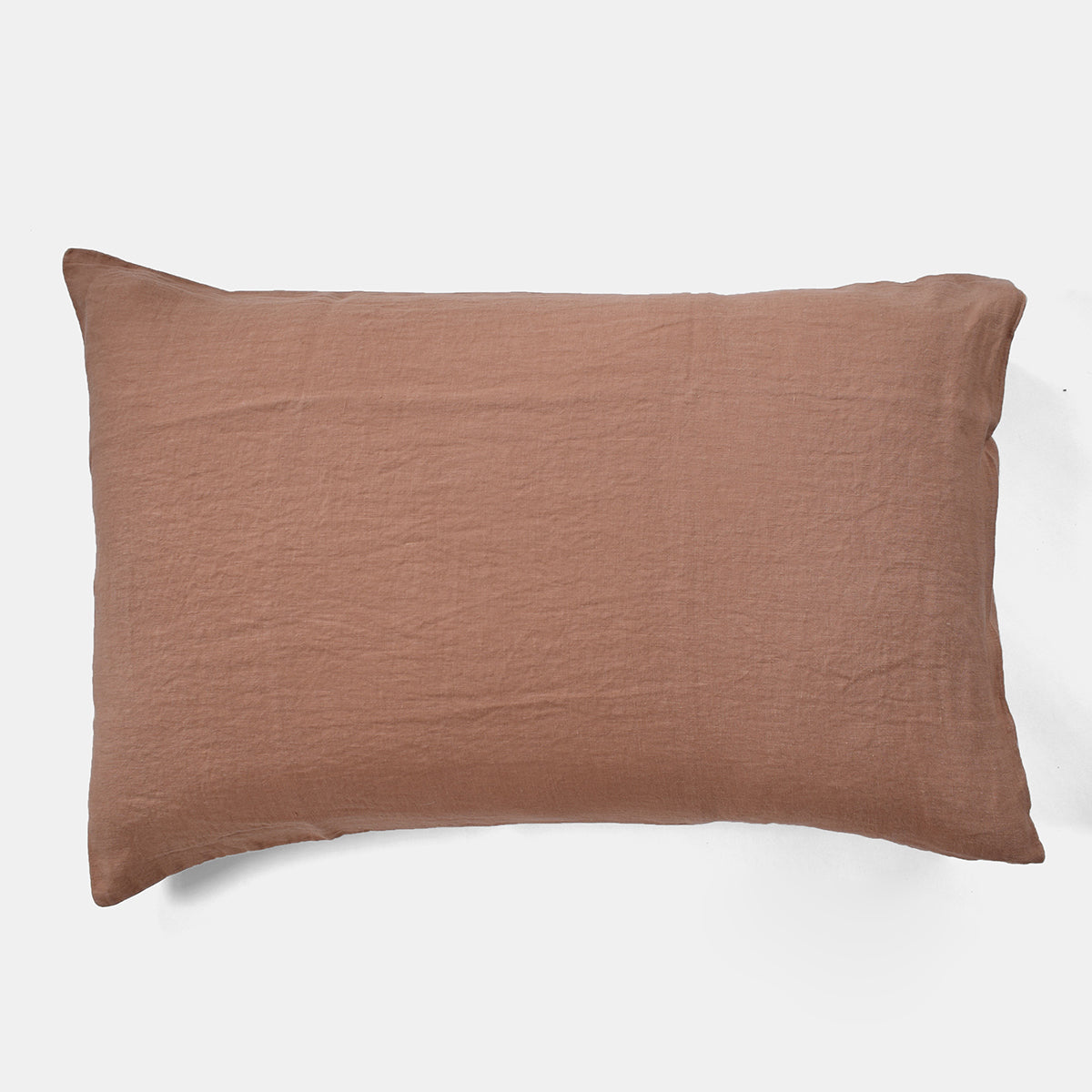 Linge Particulier Moka Standard Linen Pillowcase Sham for a colorful linen bedding look in earthy clay pink - Collyer&#39;s Mansion