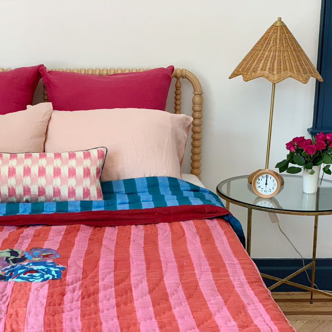 Linen Euro Pillowcase in Tyrian Pink
