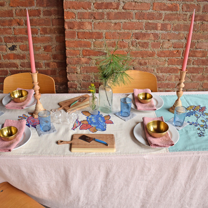 Linen Tablecloth, pale pink