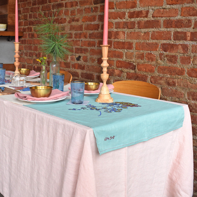 Linen Tablecloth, pale pink
