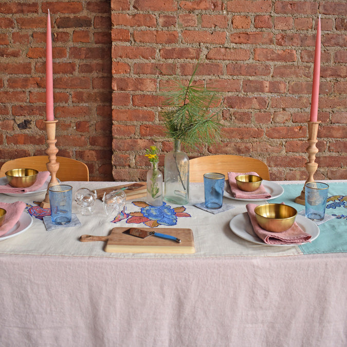 Linen Tablecloth, pale pink