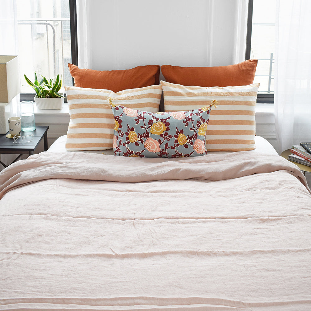 This Linge Particulier nude linen duvet adds a bit of blush and pink to your colorful linen bedding look from Collyer's Mansion