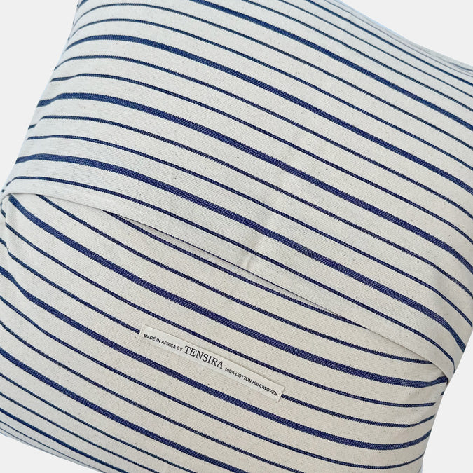 Off White Narrow Navy Stripe Square Pillow