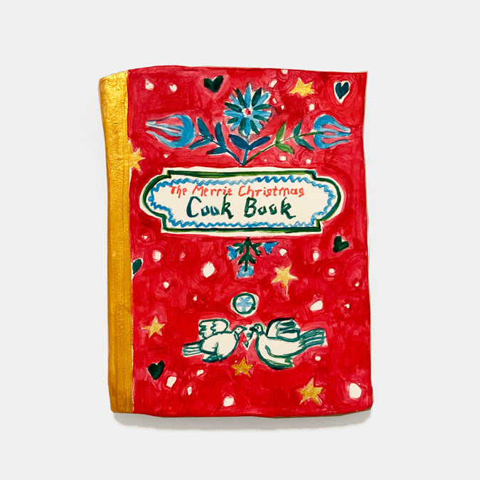 Red Holiday Clay Cookbook Wall Art