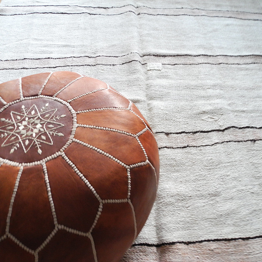 Moroccan Leather Pouf in Tan