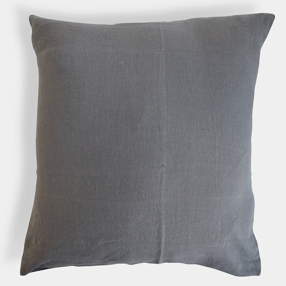 Linge Particulier Real Grey Euro Linen Pillowcase Sham for a colorful linen bedding look in elephant grey - Collyer's Mansion