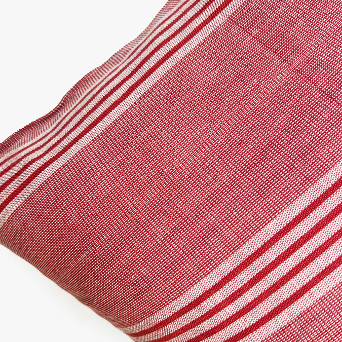 Red Triple Stripe Pillow, square