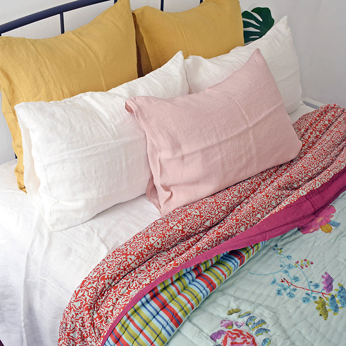 french linen bedding for colorful linen bedding at Collyer's Mansion