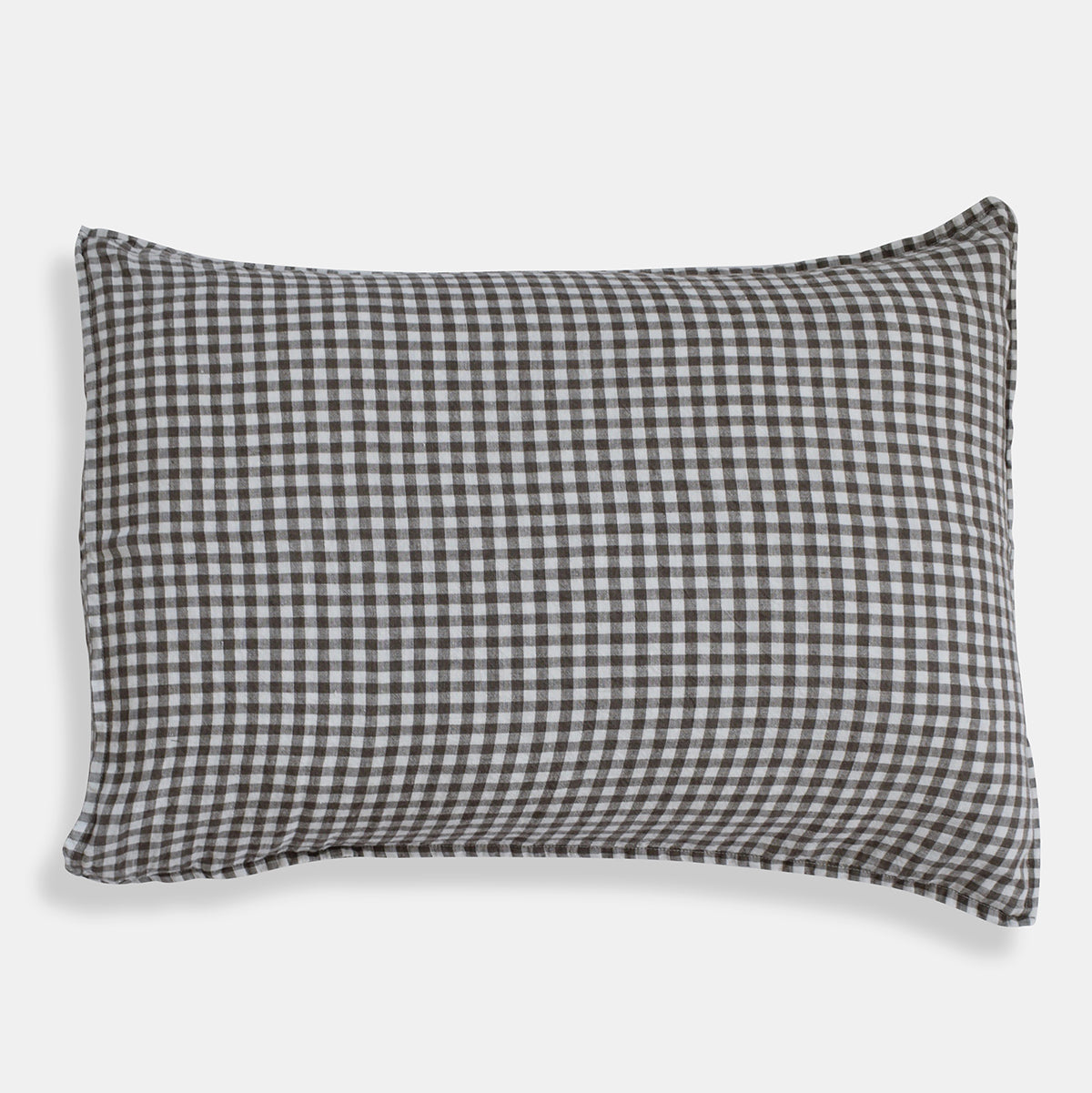 Linen Standard Pillowcase in Brown Gingham