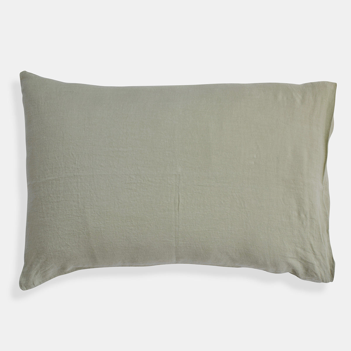 Linge Particulier Fennel Green Standard Linen Pillowcase Sham for a colorful linen bedding look in olive green - Collyer's Mansion