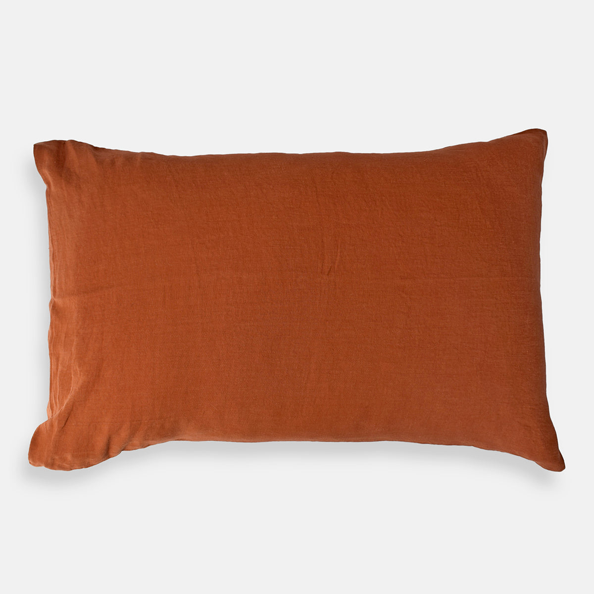 Linge Particulier Sienna Orange Standard Linen Pillowcase Sham for a colorful linen bedding look in burnt orange - Collyer&#39;s Mansion