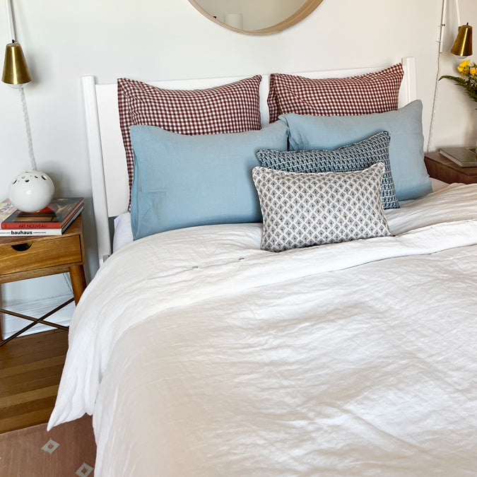 Linen Euro Pillowcase in Dark Old Orange Gingham