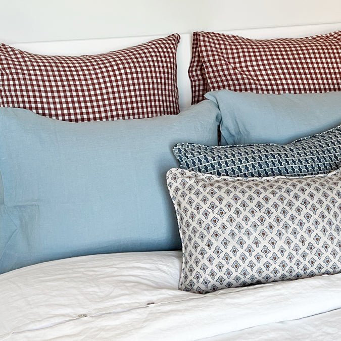 Linen Euro Pillowcase in Dark Old Orange Gingham