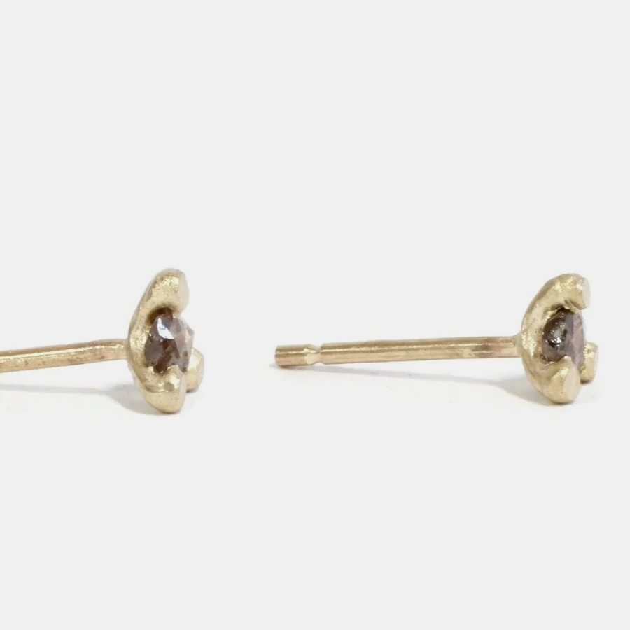 Champagne Diamond Prong Studs