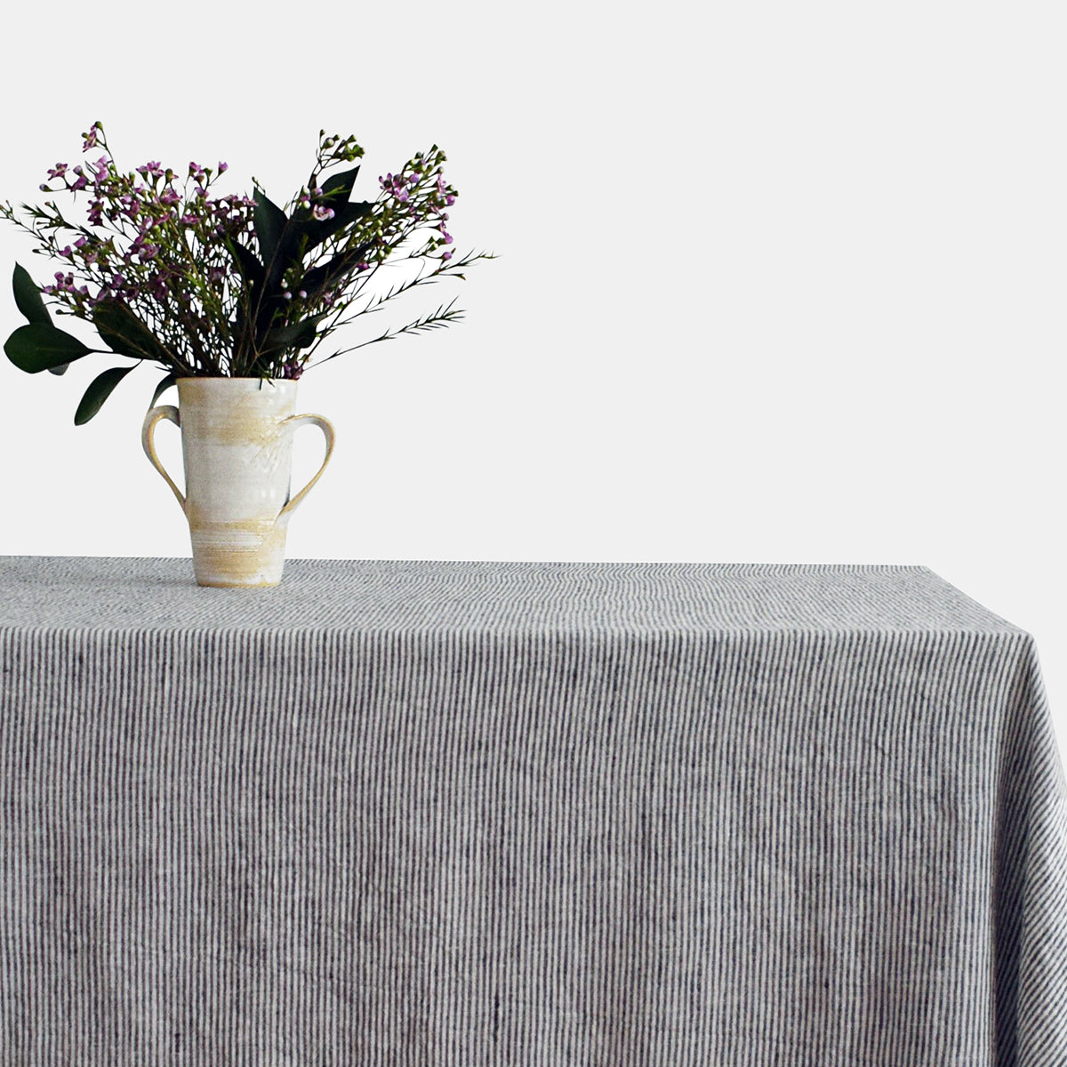 Linen Tablecloth in Black Stripe