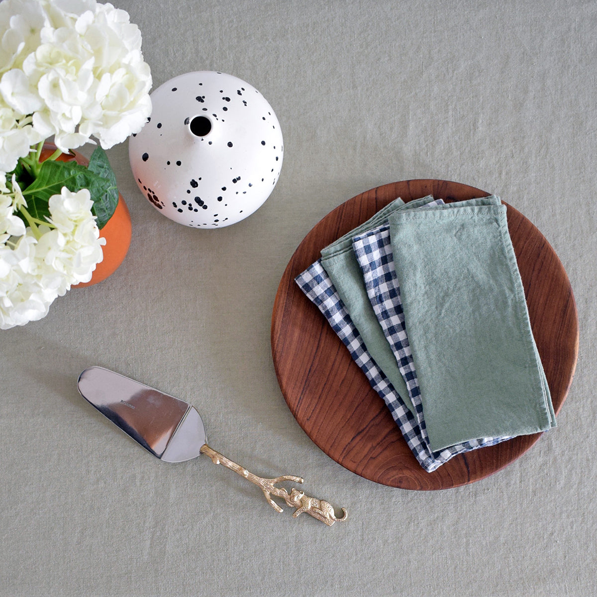 Linen Napkin, anthracite gingham