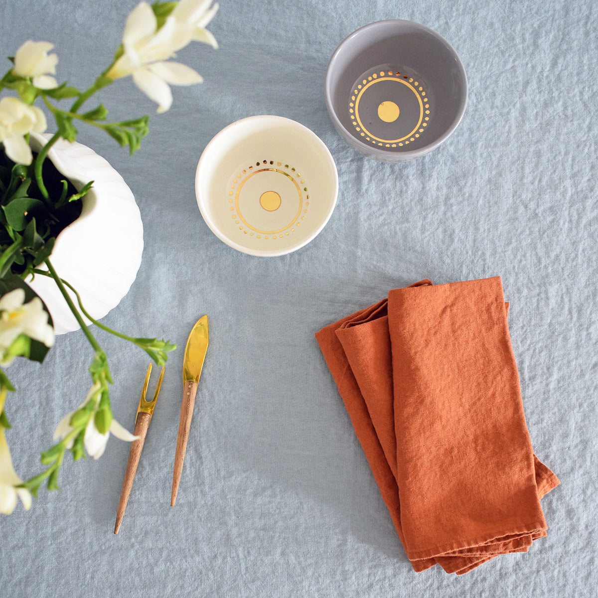 Linen Tablecloth, scandinavian blue