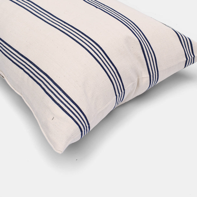 Tensira Blue Stripe Pillow in Cotton Indigo at Collyer's Mansion