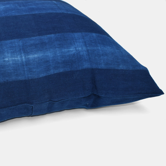 Tensira Blue Stripe Pillow in Cotton Indigo at Collyer's Mansion
