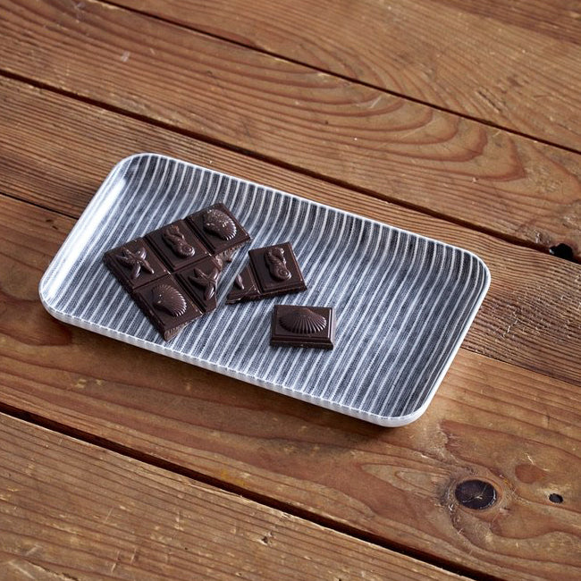 Grey Thin White Stripe Tray