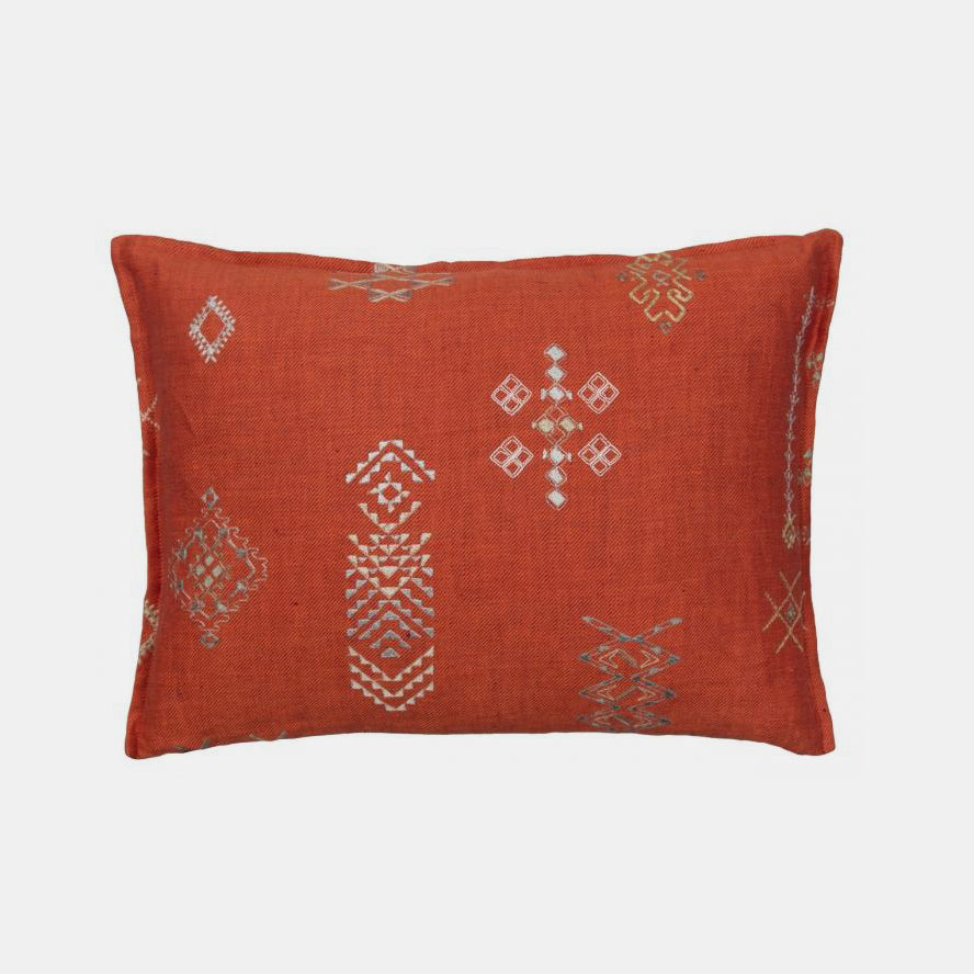 Red Coral Embroidered Pillow