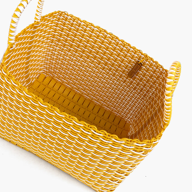 Boxi Storage Basket in Interwoven Yellow