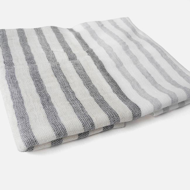Two Tone Stripe Washcloth in Charcoal