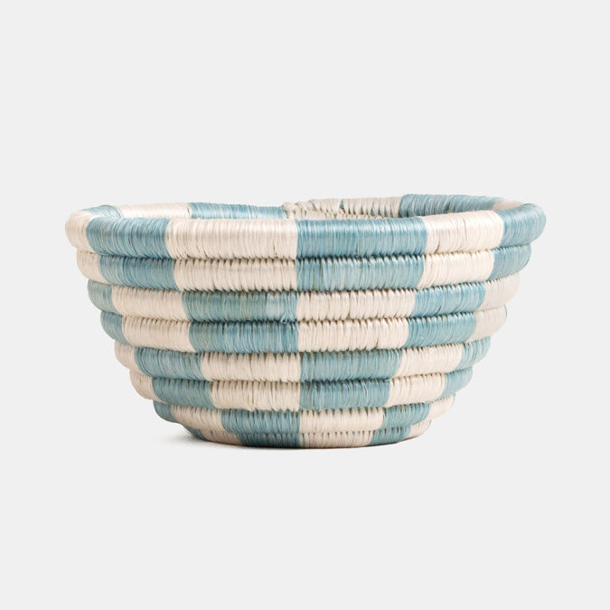 Small Blue Checkered Woven Bowl