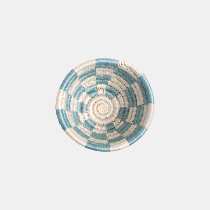 Small Blue Checkered Woven Bowl